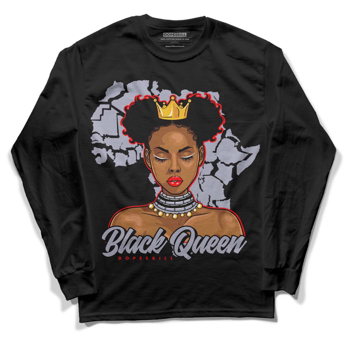 Jordan 13 Retro 'Black Flint' DopeSkill Long Sleeve T-Shirt Black Queen Graphic Streetwear - Black