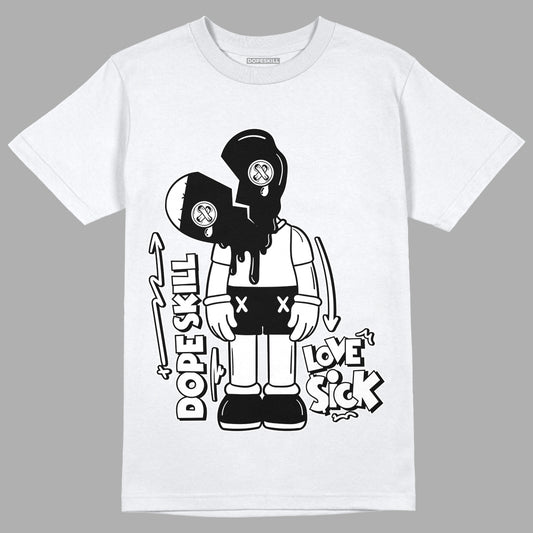 Dunk Low Panda White Black DopeSkill T-Shirt Love Sick Boy Graphic - White 