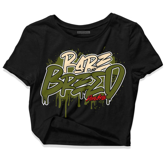 Travis Scott x Jordan 1 Low OG “Olive” DopeSkill Women's Crop Top Rare Breed Graphic Streetwear - Black