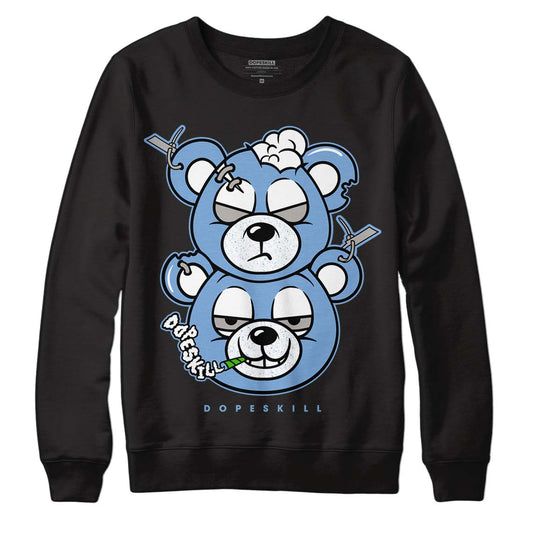 Jordan 5 Retro University Blue DopeSkill Sweatshirt New Double Bear Graphic Streetwear - Black