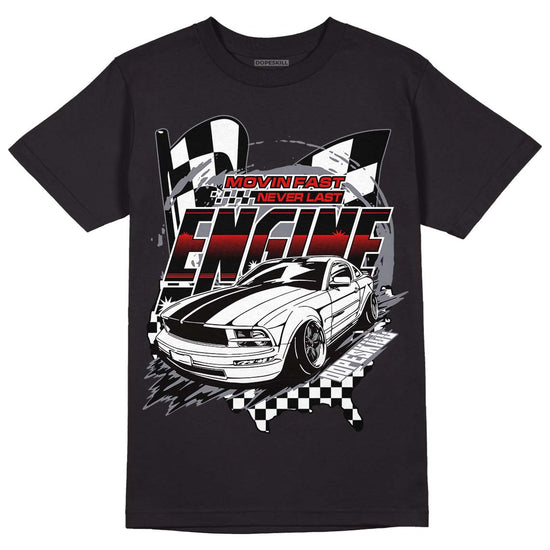 Fire Red 9s DopeSkill T-Shirt ENGINE Tshirt Graphic - Black