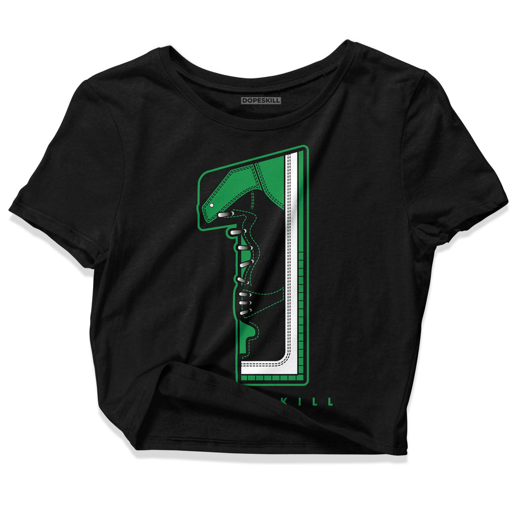 Jordan 1 Low Lucky Green DopeSkill Women's Crop Top No.1 Graphic Streetwear - Black