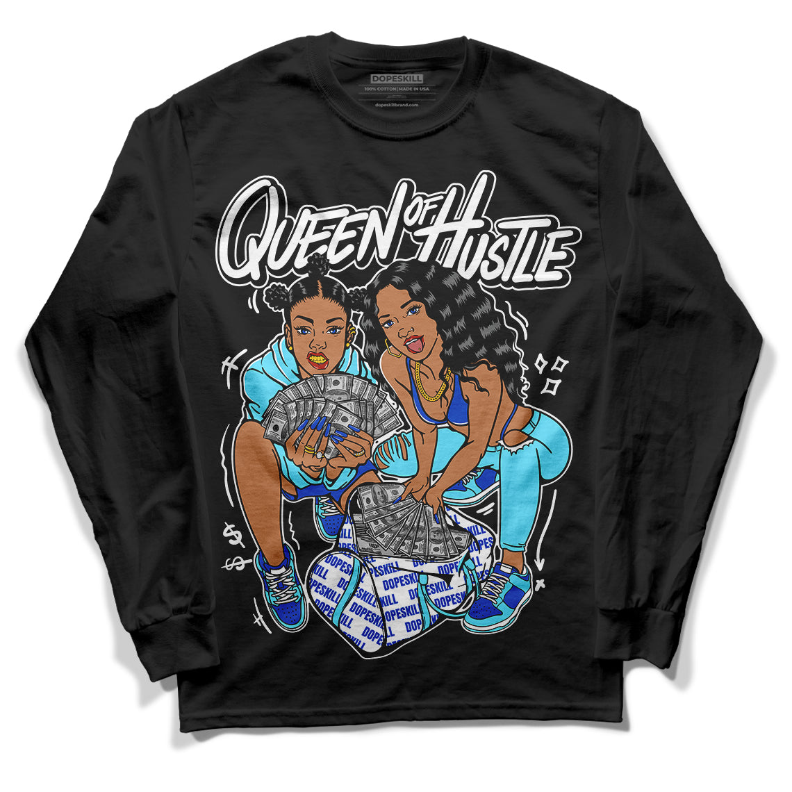 SB Dunk Argon DopeSkill Long Sleeve T-Shirt Queen Of Hustle Graphic - Black