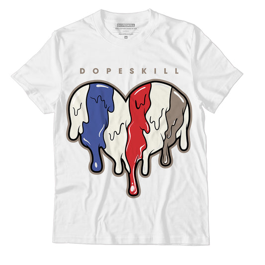 Jordan 4 Sail Canvas DopeSkill T-Shirt Slime Drip Heart Graphic - White 