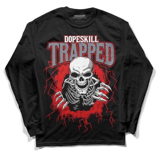 Gym Red 9s DopeSkill Long Sleeve T-Shirt Trapped Halloween Graphic - Black