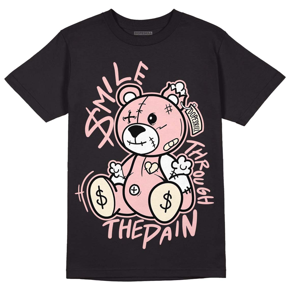  Jordan 1 High OG WMNS Washed Pink DopeSkill T-Shirt BEAN Graphic Streetwear - Black