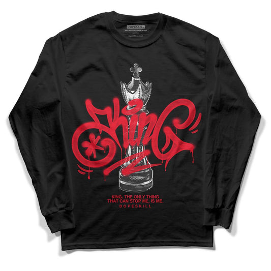 Jordan 4 Red Thunder DopeSkill Long Sleeve T-Shirt King Chess Graphic Streetwear - Black