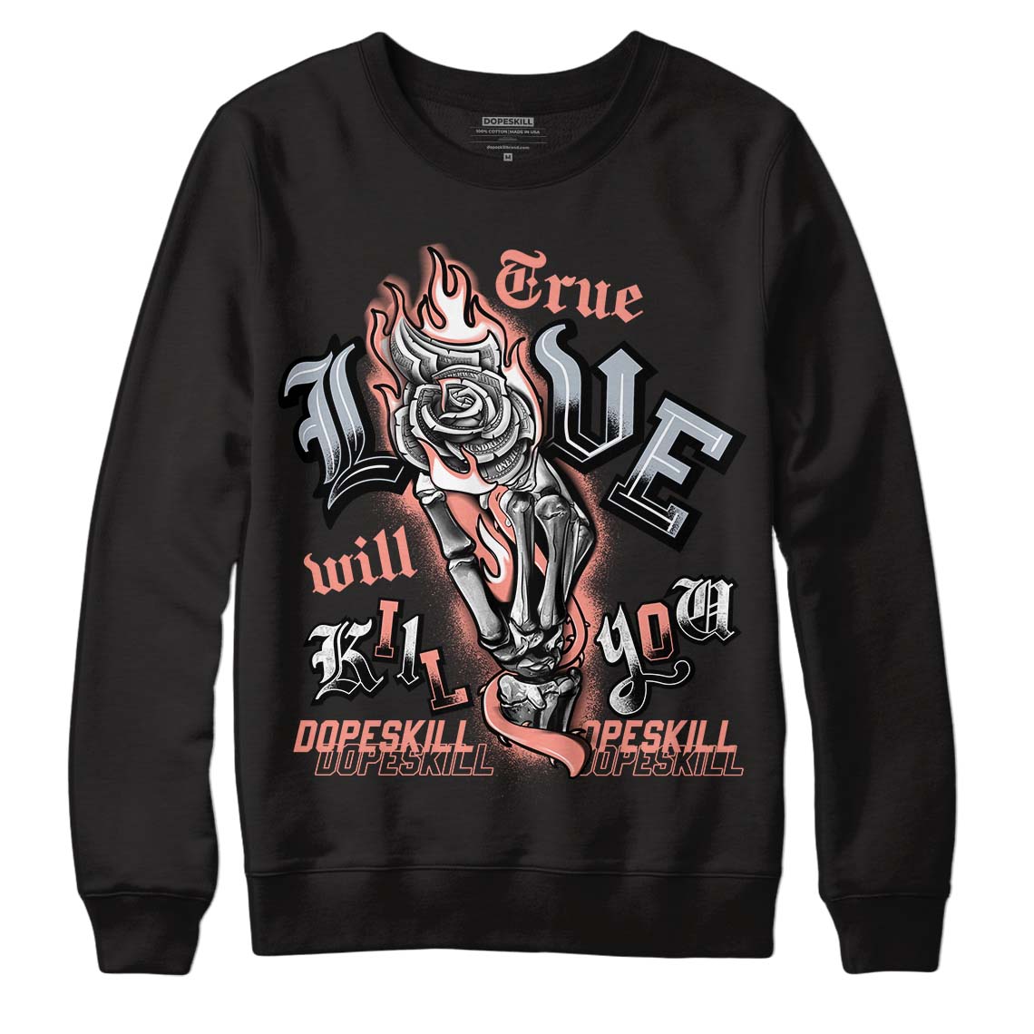 DJ Khaled x Jordan 5 Retro ‘Crimson Bliss’ DopeSkill Sweatshirt True Love Will Kill You Graphic Streetwear - Black 