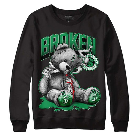 Jordan 1 Low Lucky Green DopeSkill Sweatshirt Sick Bear Graphic Streetwear - Black