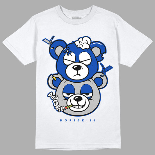 AJ 5 Racer Blue DopeSkill T-Shirt New Double Bear Graphic