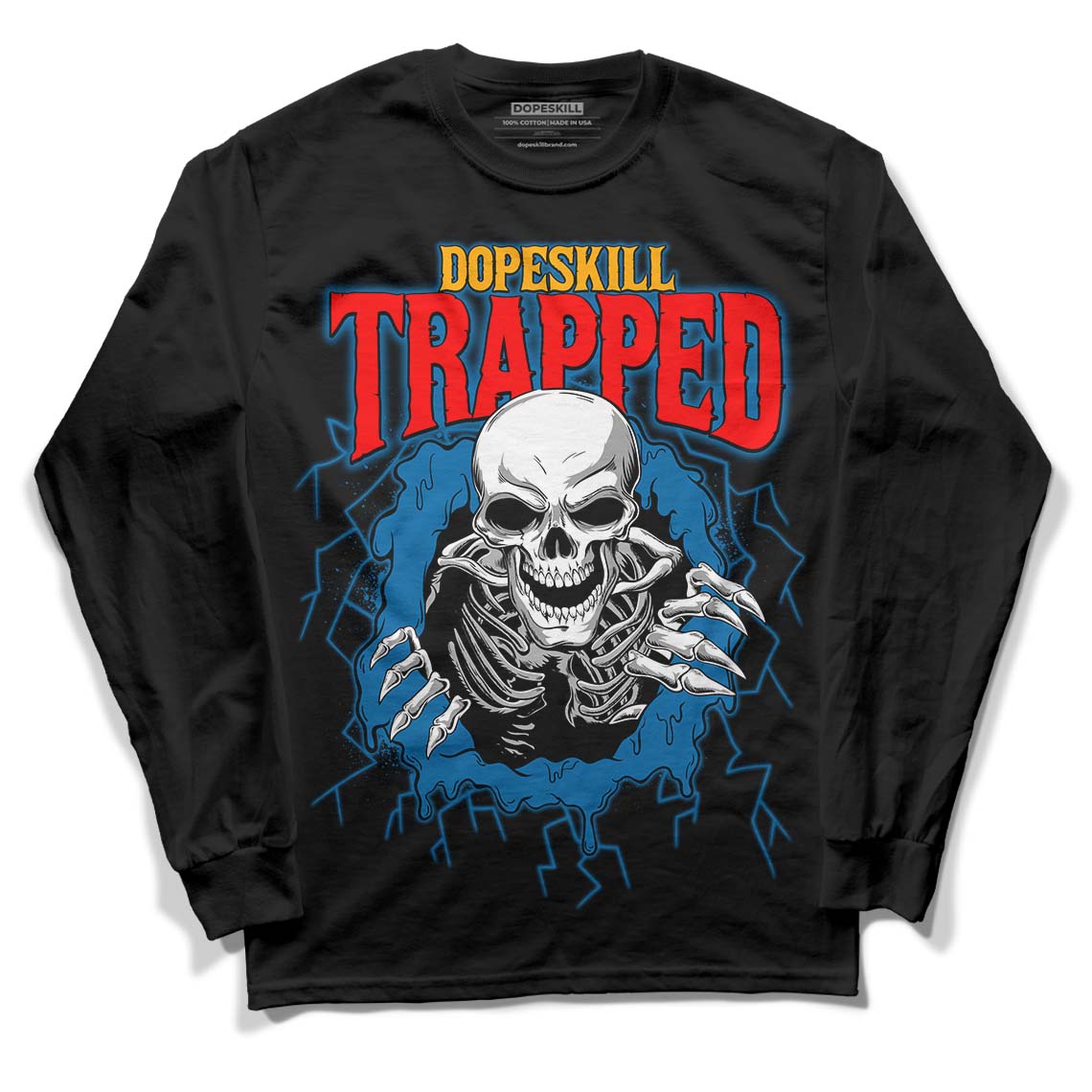 Messy Room 4S DopeSkill Long Sleeve T-Shirt Trapped Halloween Graphic - Black