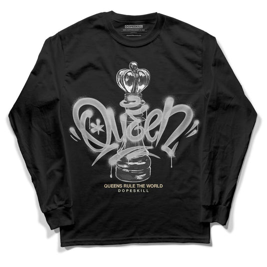 Jordan 4 Retro SE Craft Photon Dust DopeSkill Long Sleeve T-Shirt Queen Chess Graphic Streetwear - Black