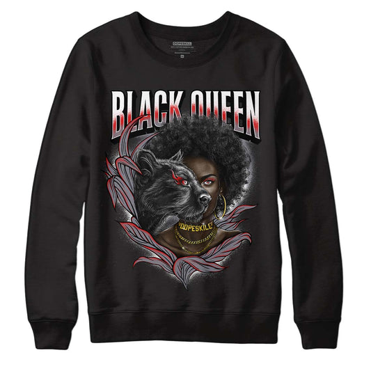 Fire Red 9s DopeSkill Sweatshirt New Black Queen Graphic - Black 