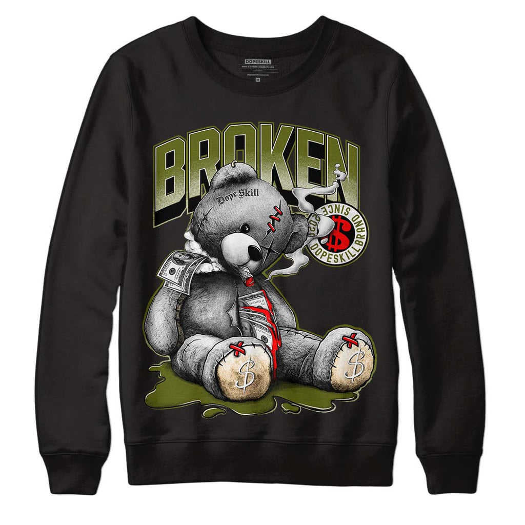 Travis Scott x Jordan 1 Low OG “Olive” DopeSkill Sweatshirt Sick Bear Graphic Streetwear - Black