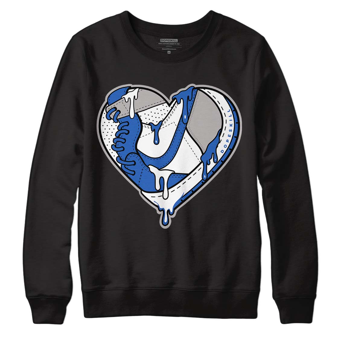 True Blue 1s DopeSkill Sweatshirt Heart Jordan 1 Graphic - Black