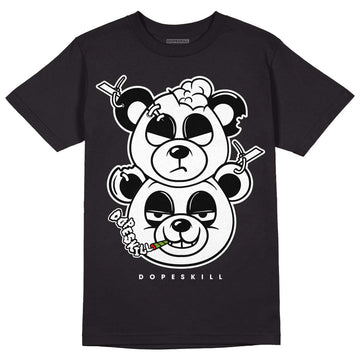 Jordan 1 High 85 Black White DopeSkill T-Shirt New Double Bear Graphic Streetwear  - Black 