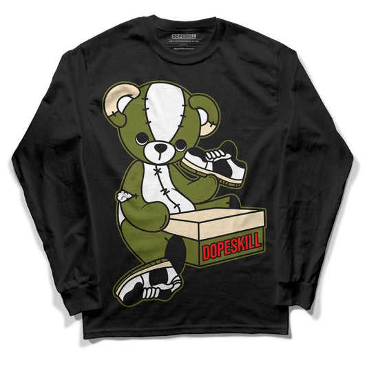 Travis Scott x Jordan 1 Low OG “Olive” DopeSkill Long Sleeve T-Shirt Sneakerhead BEAR Graphic Streetwear - Black