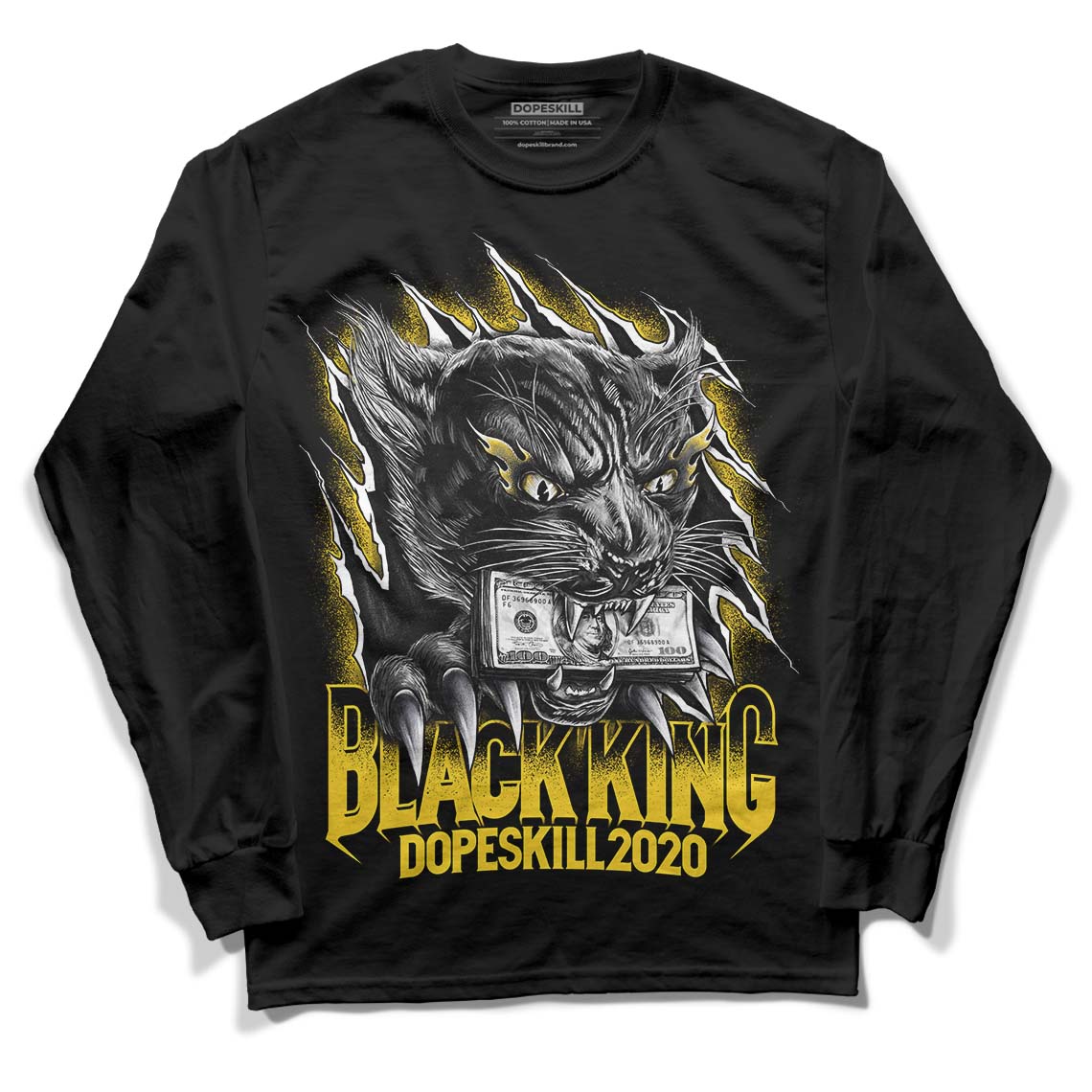 Lightning 4s DopeSkill Long Sleeve T-Shirt Black King Graphic - Black