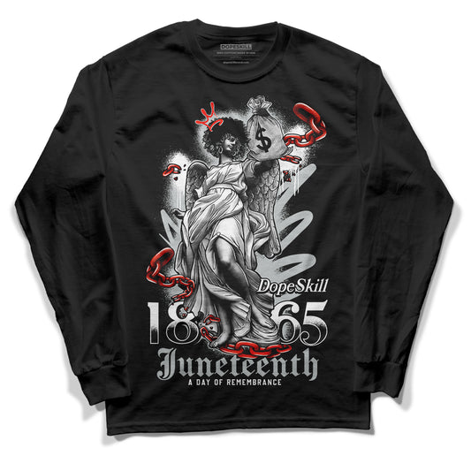 Black Canvas 4s DopeSkill Long Sleeve T-Shirt Juneteenth Graphic - Black 