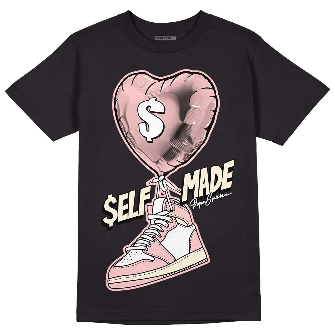 Jordan 1 High OG WMNS Washed Pink DopeSkill T-Shirt Self Made Graphic Streetwear - Black