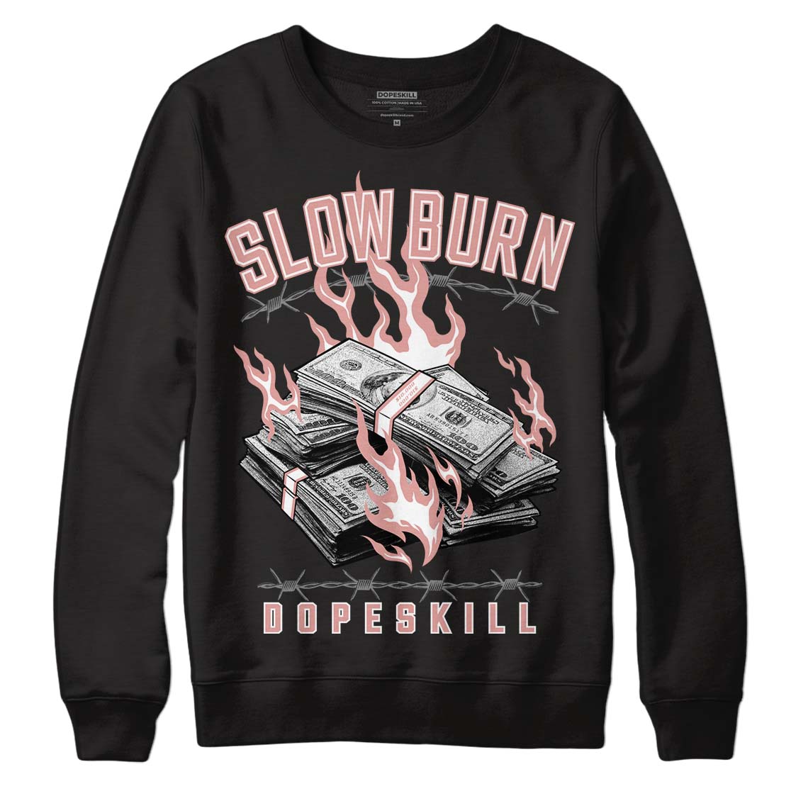 Rose Whisper Dunk Low DopeSkill Sweatshirt Slow Burn Graphic - Black