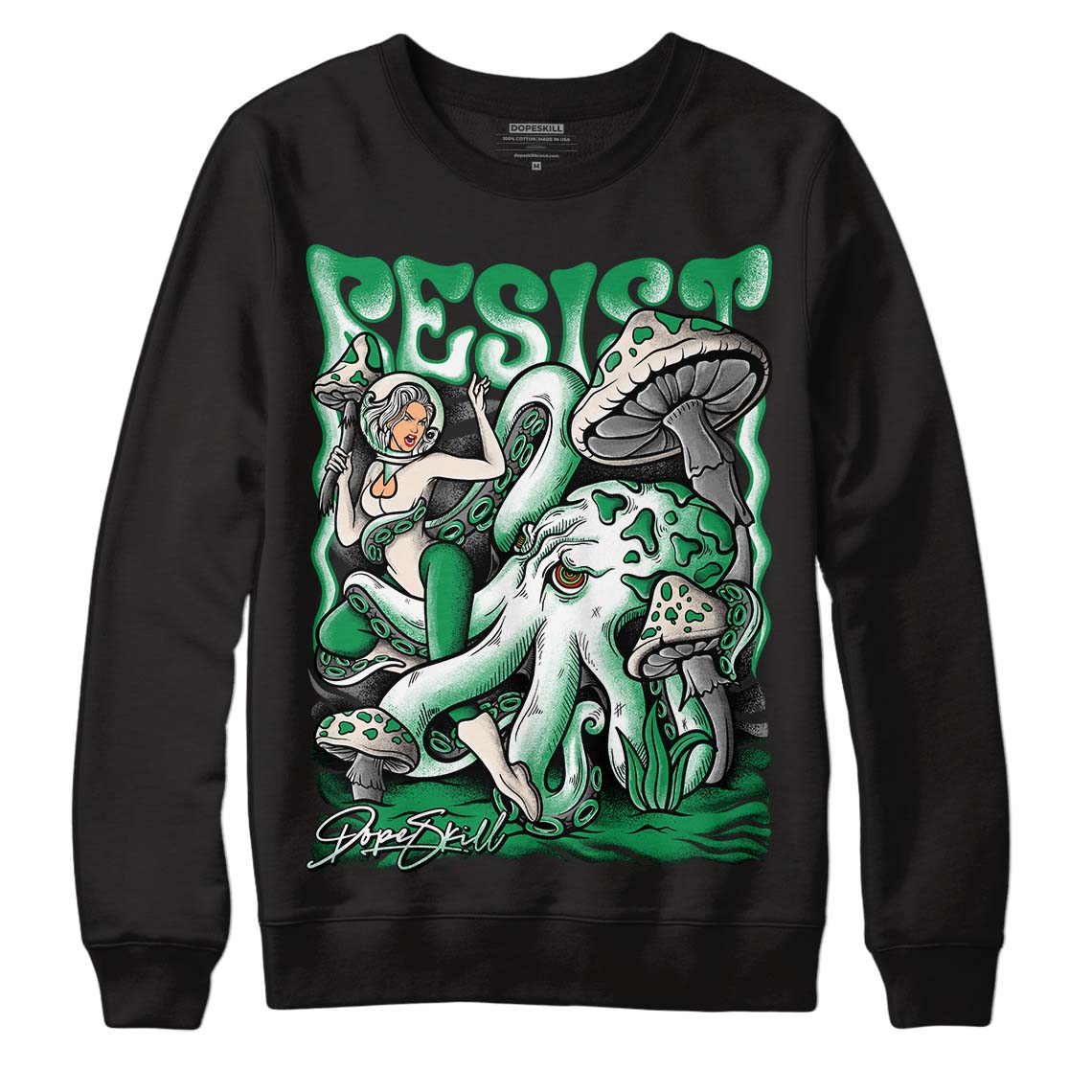 Jordan 2 Retro Lucky Green DopeSkill Sweatshirt Resist Graphic Streetwear - Black 