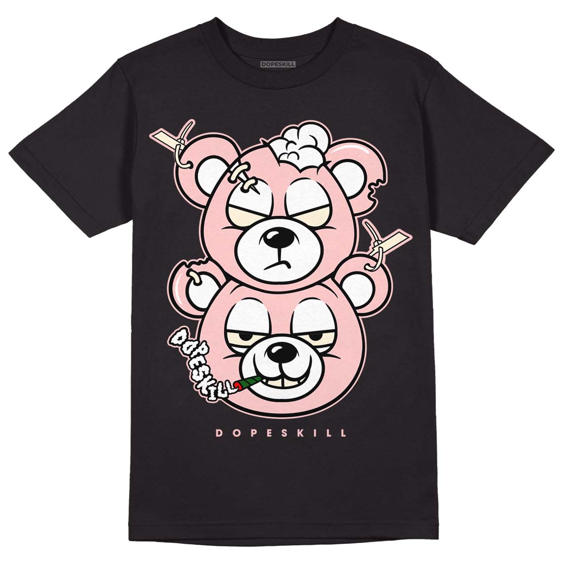 Jordan 1 High OG WMNS Washed Pink DopeSkill T-Shirt New Double Bear Graphic Streetwear - Black