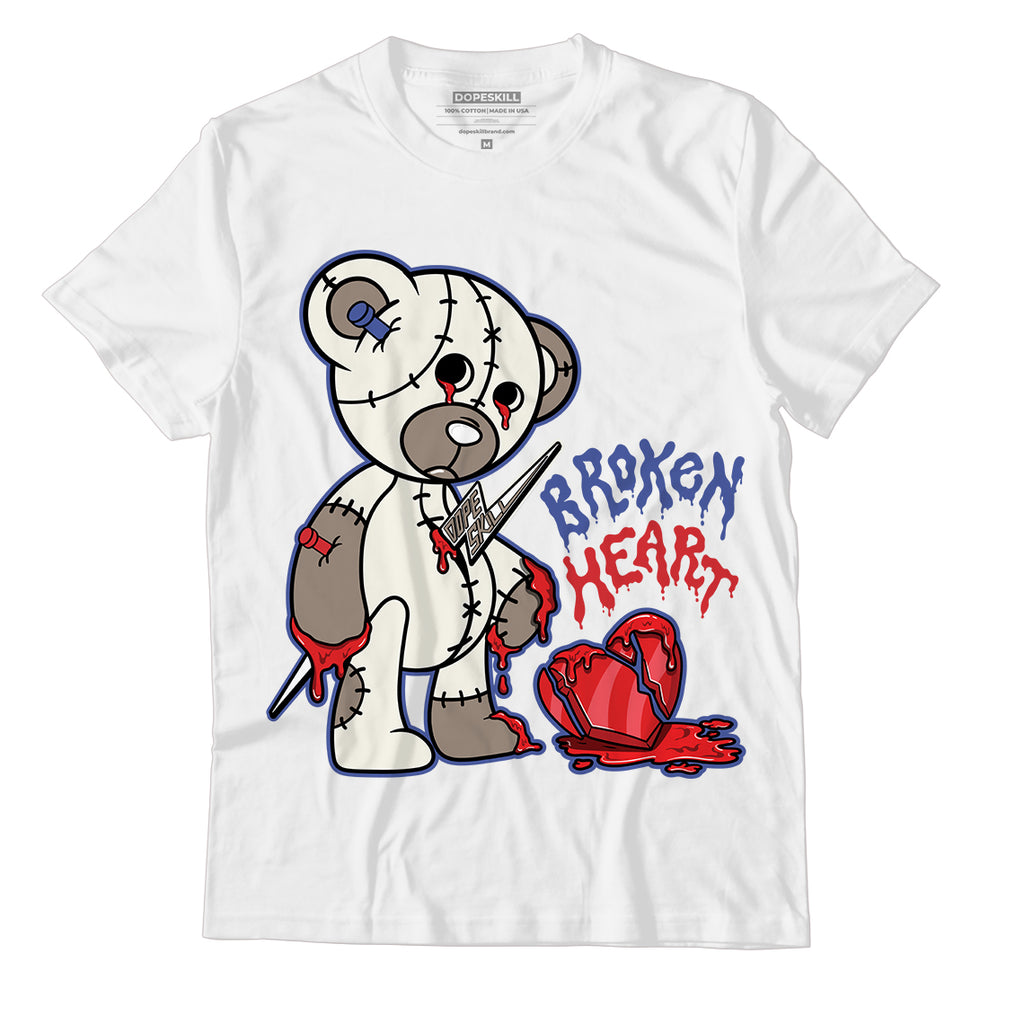 Jordan 4 Sail Canvas DopeSkill T-Shirt Broken Heart Graphic - White 