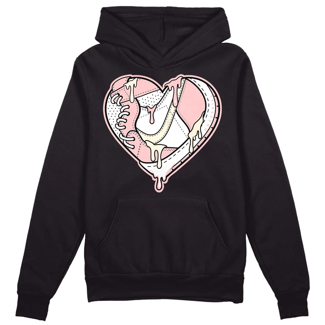 Jordan 1 High OG WMNS Washed Pink DopeSkill Hoodie Sweatshirt Heart Jordan 1 Graphic Streetwear - Black