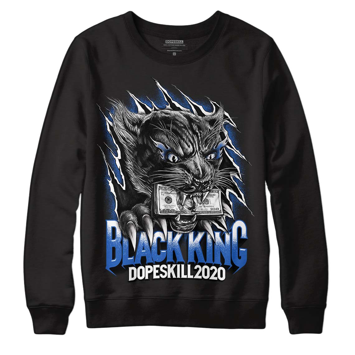 True Blue 1s DopeSkill Sweatshirt Black King Graphic - Black