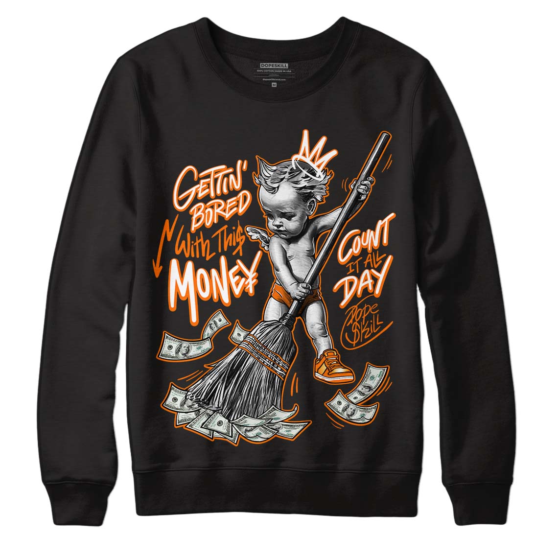 Wmns Dunk Low 'Magma Orange DopeSkill Sweatshirt Gettin Bored With This Money Graphic Streetwear - Black