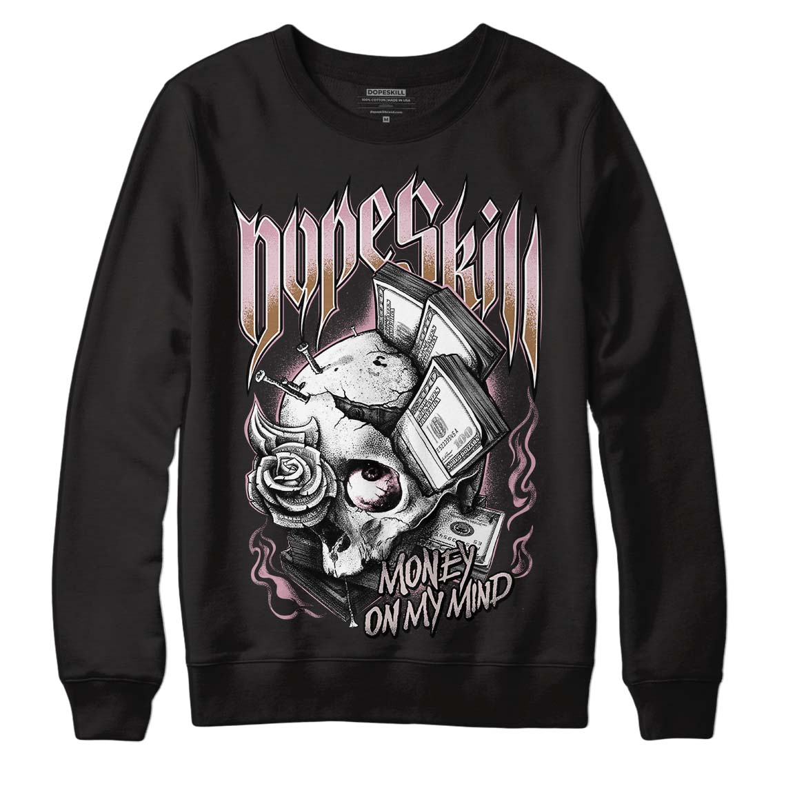 Dunk Low Teddy Bear Pink DopeSkill Sweatshirt Money On My Mind Graphic - Black