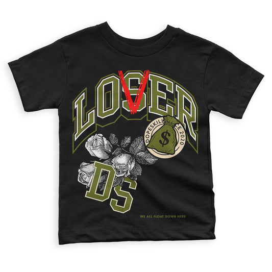 Travis Scott x Jordan 1 Low OG “Olive” DopeSkill Toddler Kids T-shirt Loser Lover Graphic Streetwear - Black