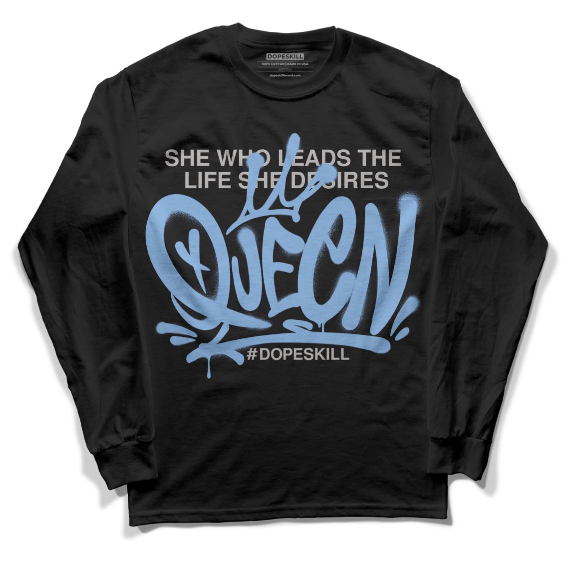 Jordan 5 Retro University Blue DopeSkill Long Sleeve T-Shirt Queen Graphic Streetwear - Black 
