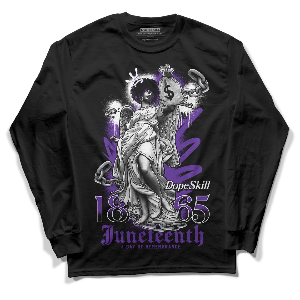 PURPLE Collection DopeSkill Long Sleeve T-Shirt Juneteenth Graphic - Black