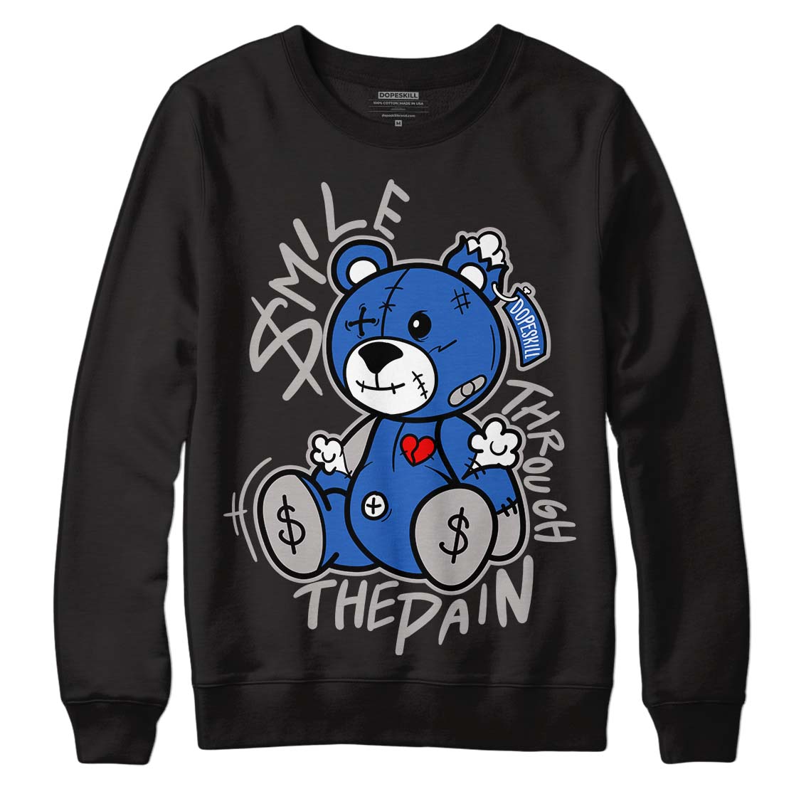 True Blue 1s DopeSkill Sweatshirt BEAN Graphic - Black