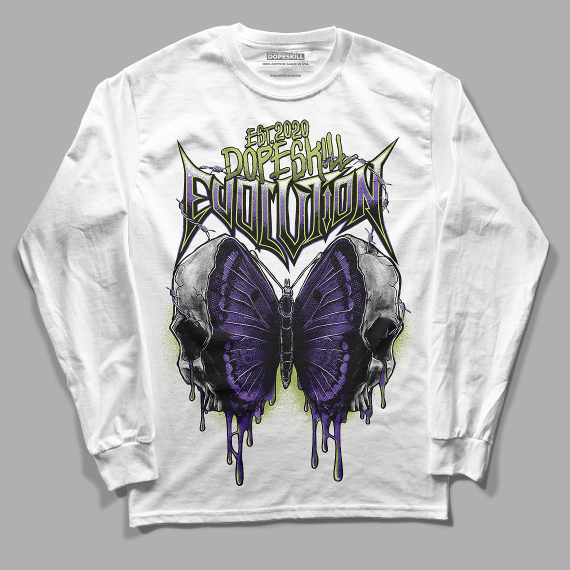 Canyon Purple 4s DopeSkill Long Sleeve T-Shirt DopeSkill Evolution Graphic - White 