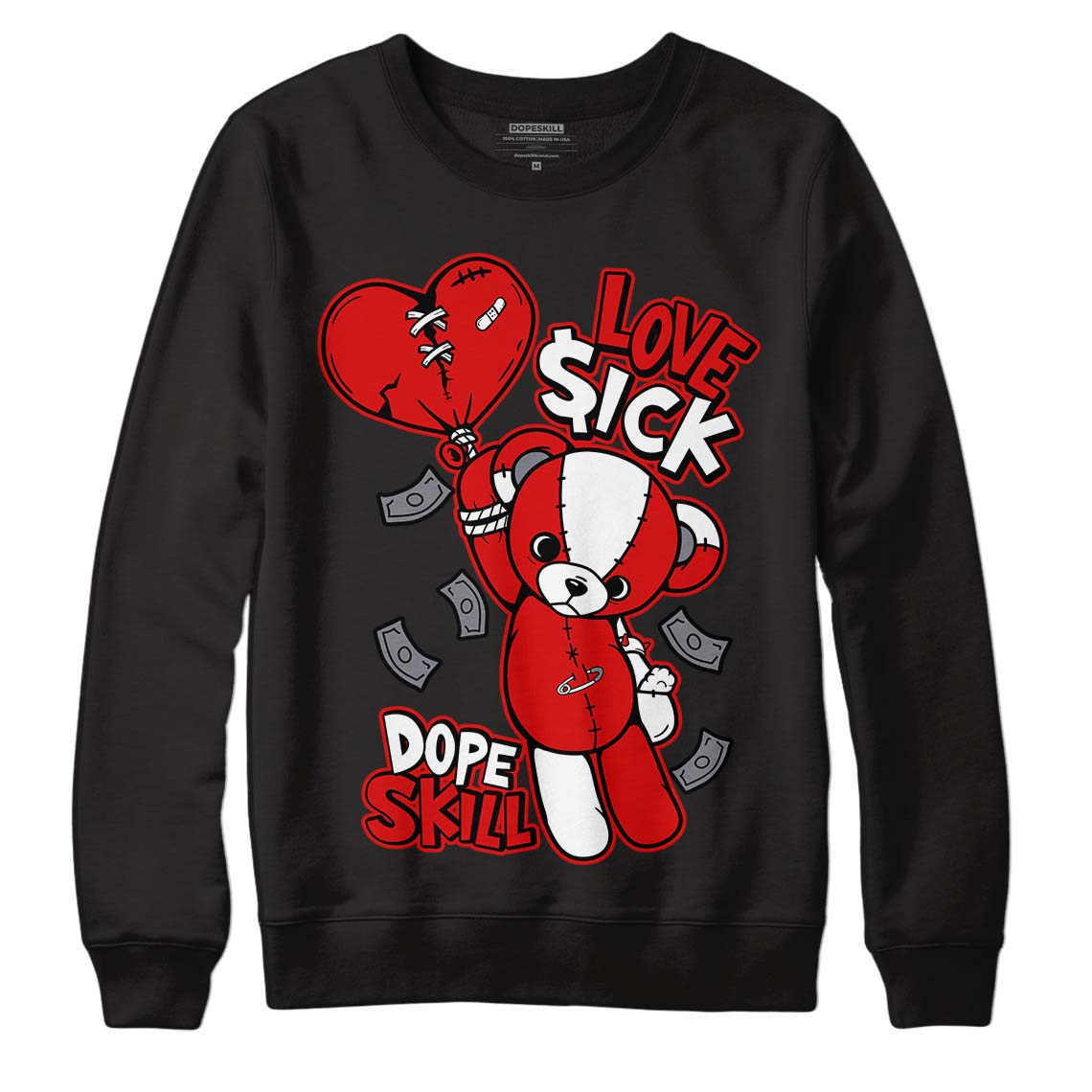 Gym Red 9s DopeSkill Sweatshirt Love Sick Graphic - Black