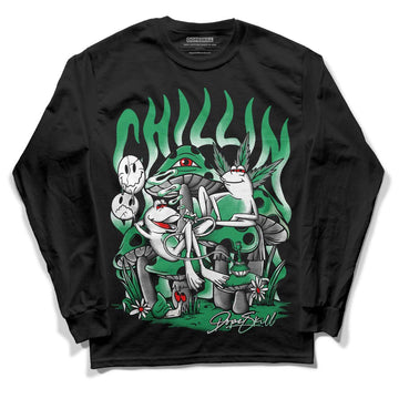 Jordan 1 Low Lucky Green DopeSkill Long Sleeve T-Shirt Chillin Graphic Streetwear - Black