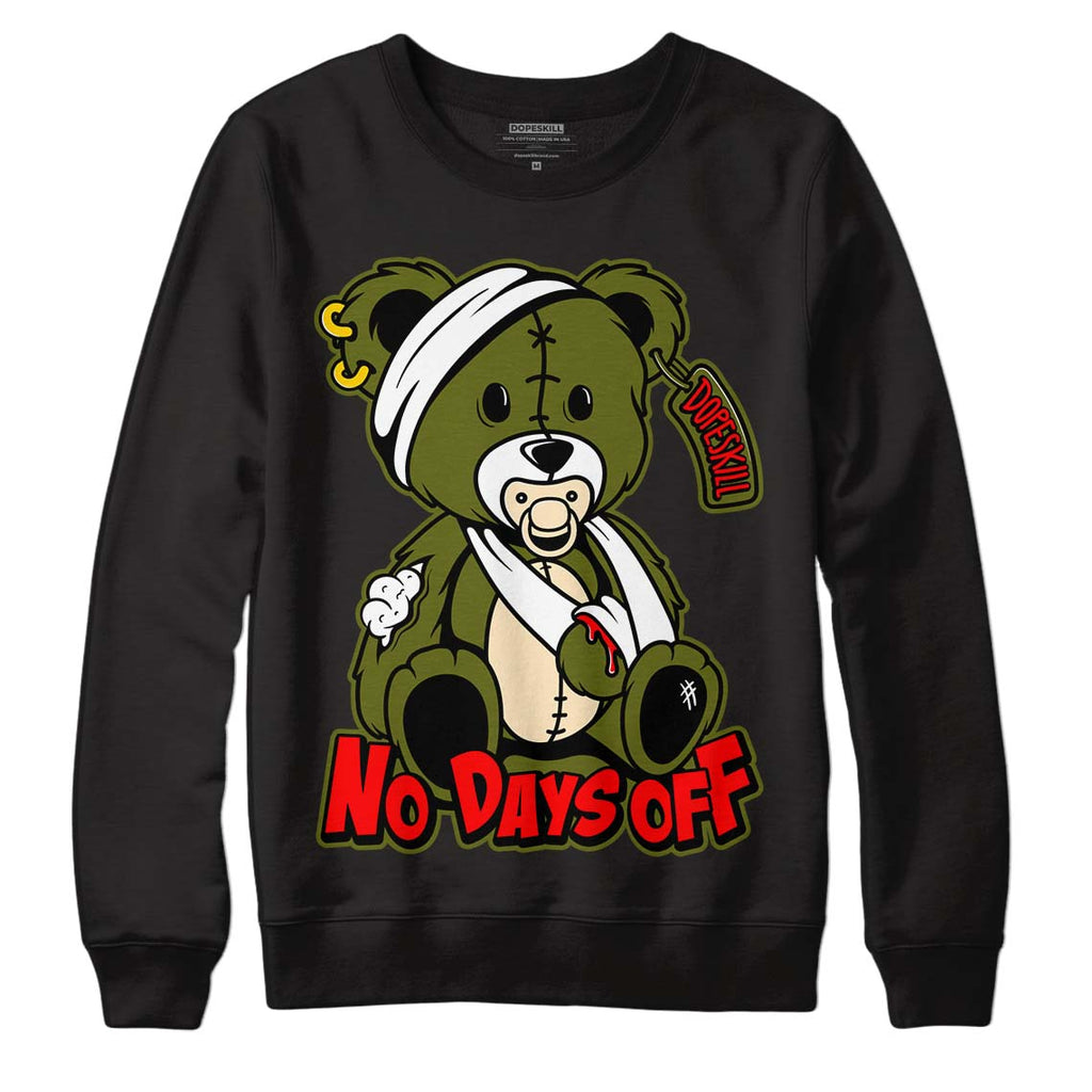 Travis Scott x Jordan 1 Low OG “Olive” DopeSkill Sweatshirt Hurt Bear Graphic Streetwear - Black