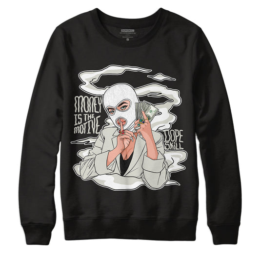 Jordan 4 Military Black DopeSkill Sweatshirt Money Is The Motive Graphic - Black