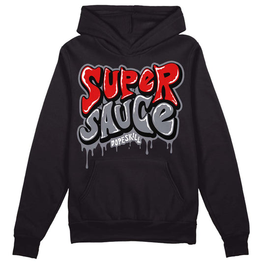 Fire Red 9s DopeSkill Hoodie Sweatshirt Super Sauce Graphic - Black 