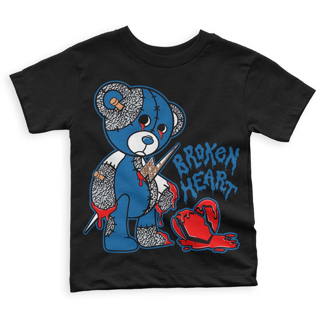 Jordan 3 Retro Wizards DopeSkill Toddler Kids T-shirt Broken Heart Graphic Streetwear - Black
