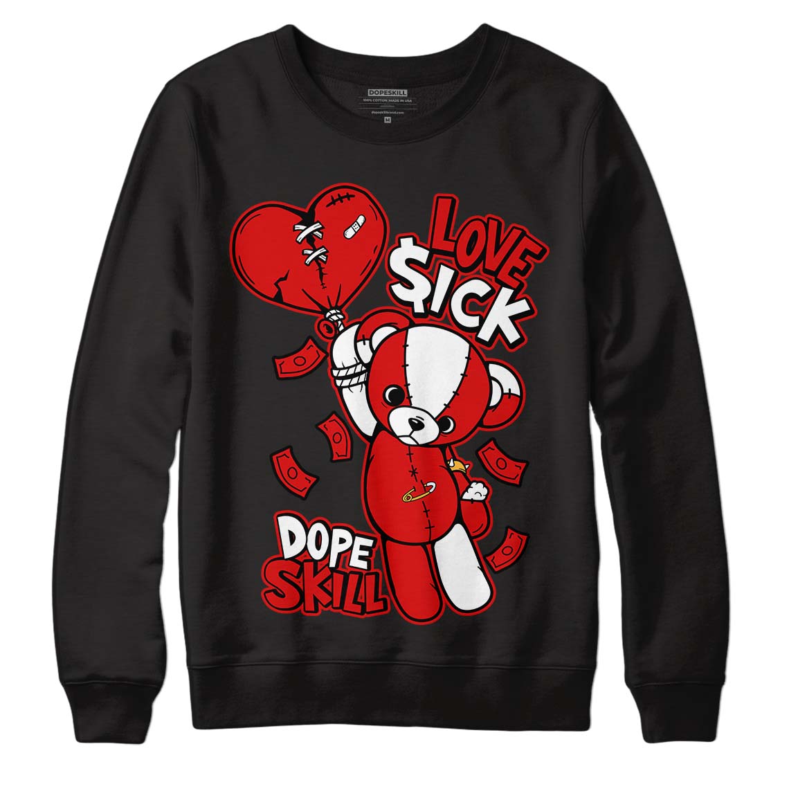 Dunk Low Gym Red DopeSkill Sweatshirt Love Sick Graphic - Black 