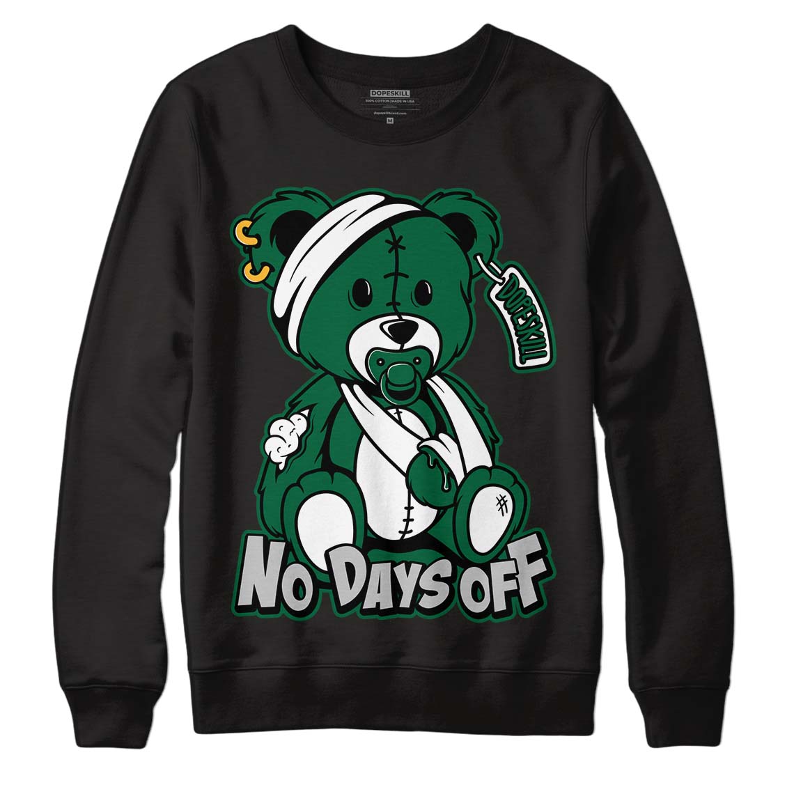 Gorge Green 1s DopeSkill Sweatshirt Hurt Bear Graphic - Black 