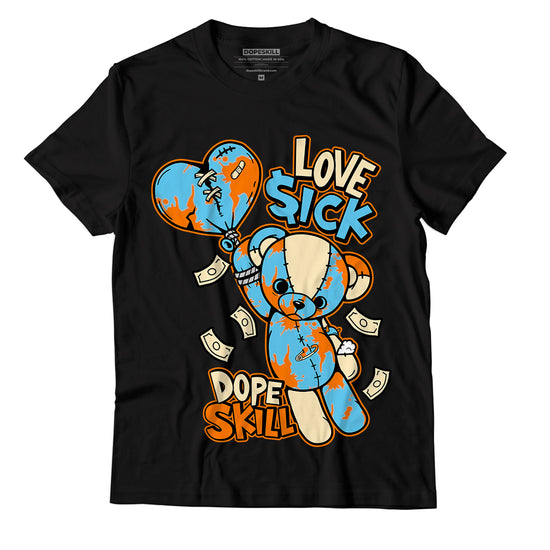 Dunk High 1985 SP Orange Acid Wash DopeSkill T-Shirt Love Sick Graphic - Black 