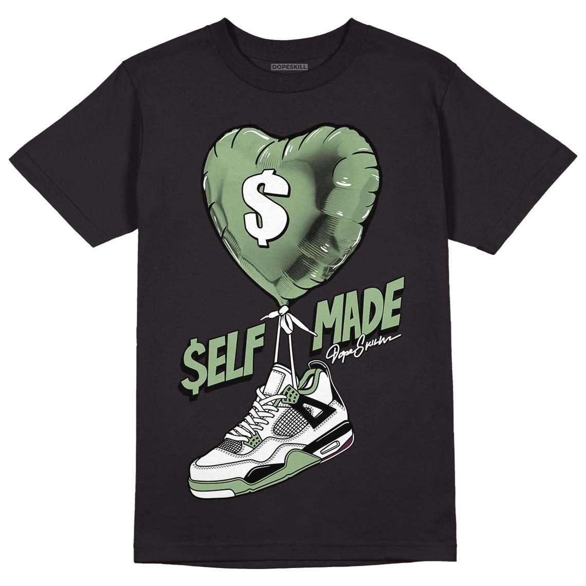 Seafoam 4s DopeSkill T-Shirt Self Made Graphic - Black 