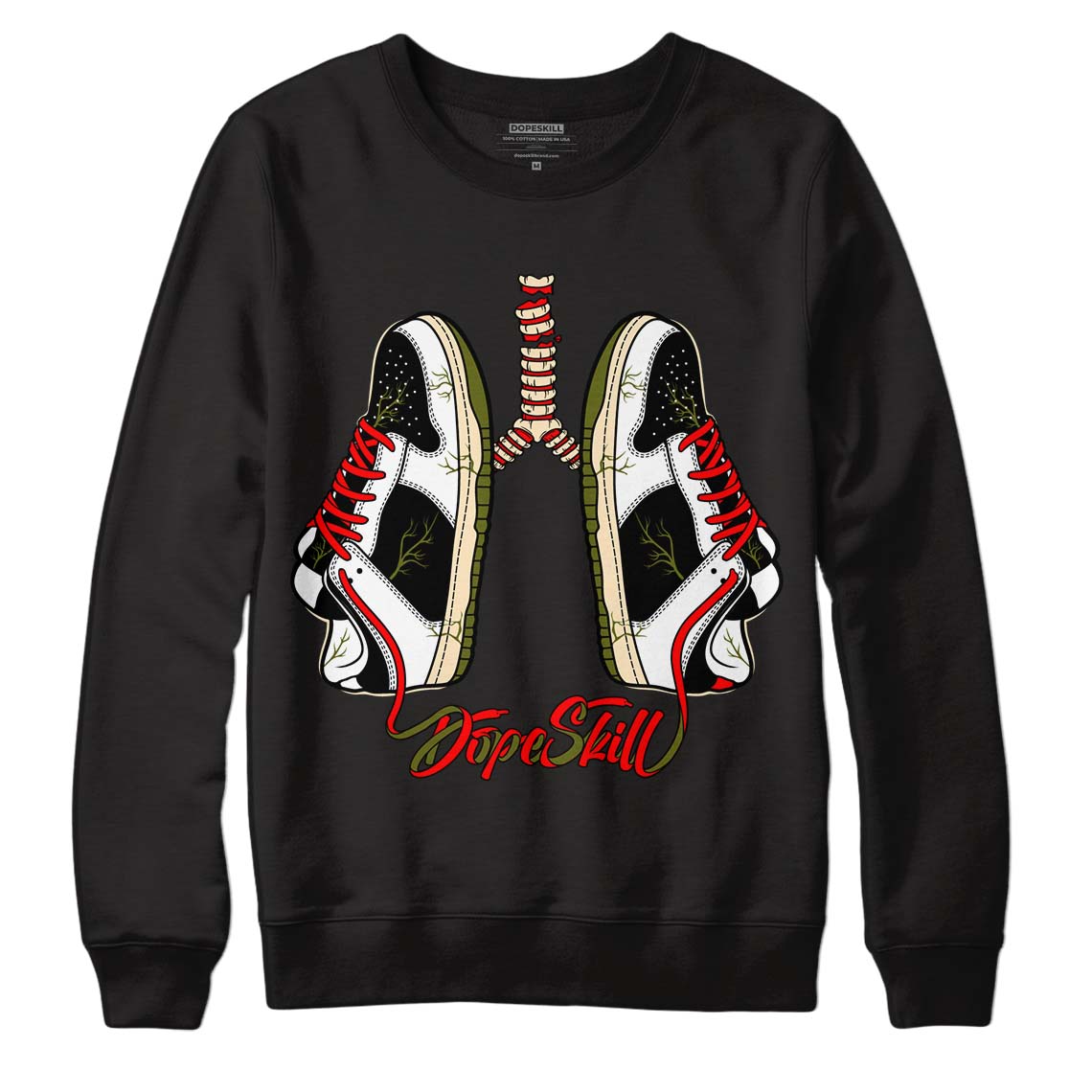 Travis Scott x Jordan 1 Low OG “Olive” DopeSkill Sweatshirt Breathe Graphic Streetwear - Black