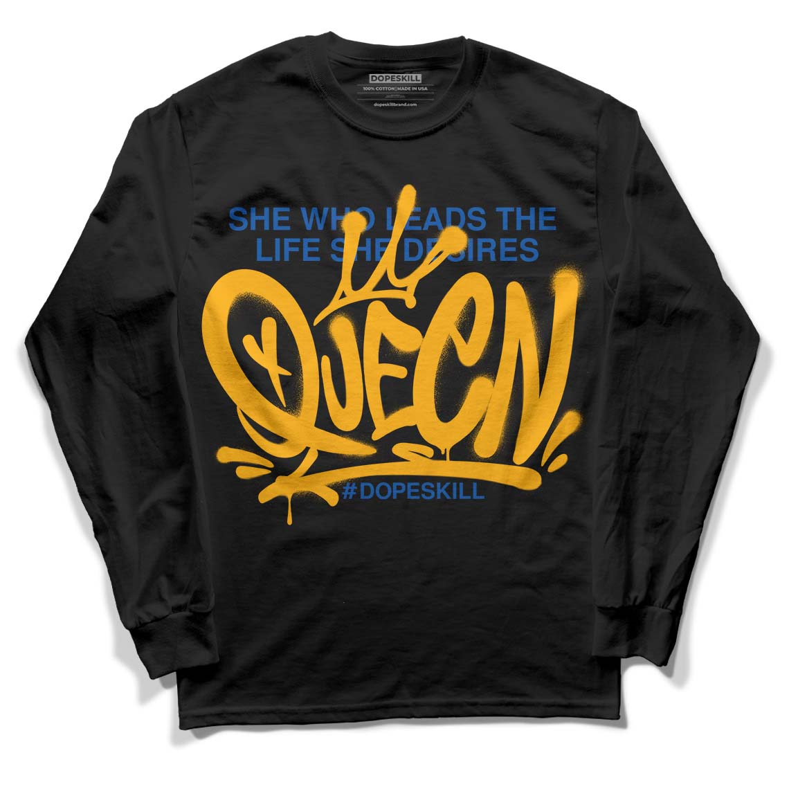 Dunk Blue Jay and University Gold DopeSkill Long Sleeve T-Shirt Queen Graphic Streetwear - Black 