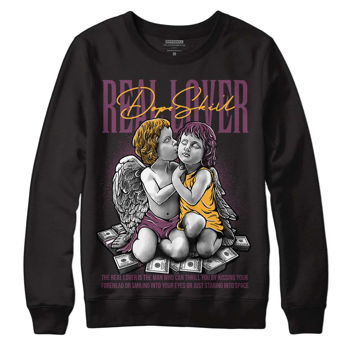 Brotherhood 1s High OG DopeSkill Sweatshirt Real Lover Graphic - Black 